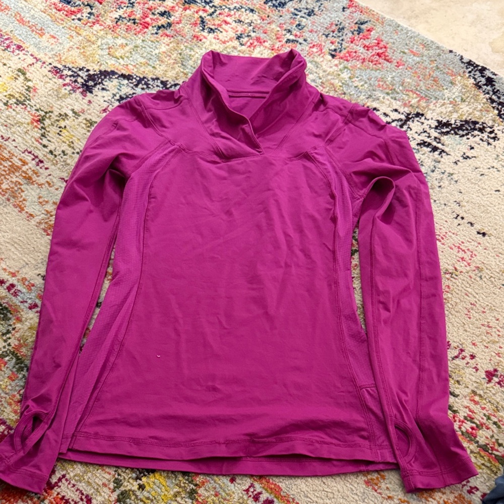 Lululemon Run Trail Tech Long Sleeve Pullover Shawl Collar Magenta/Pink